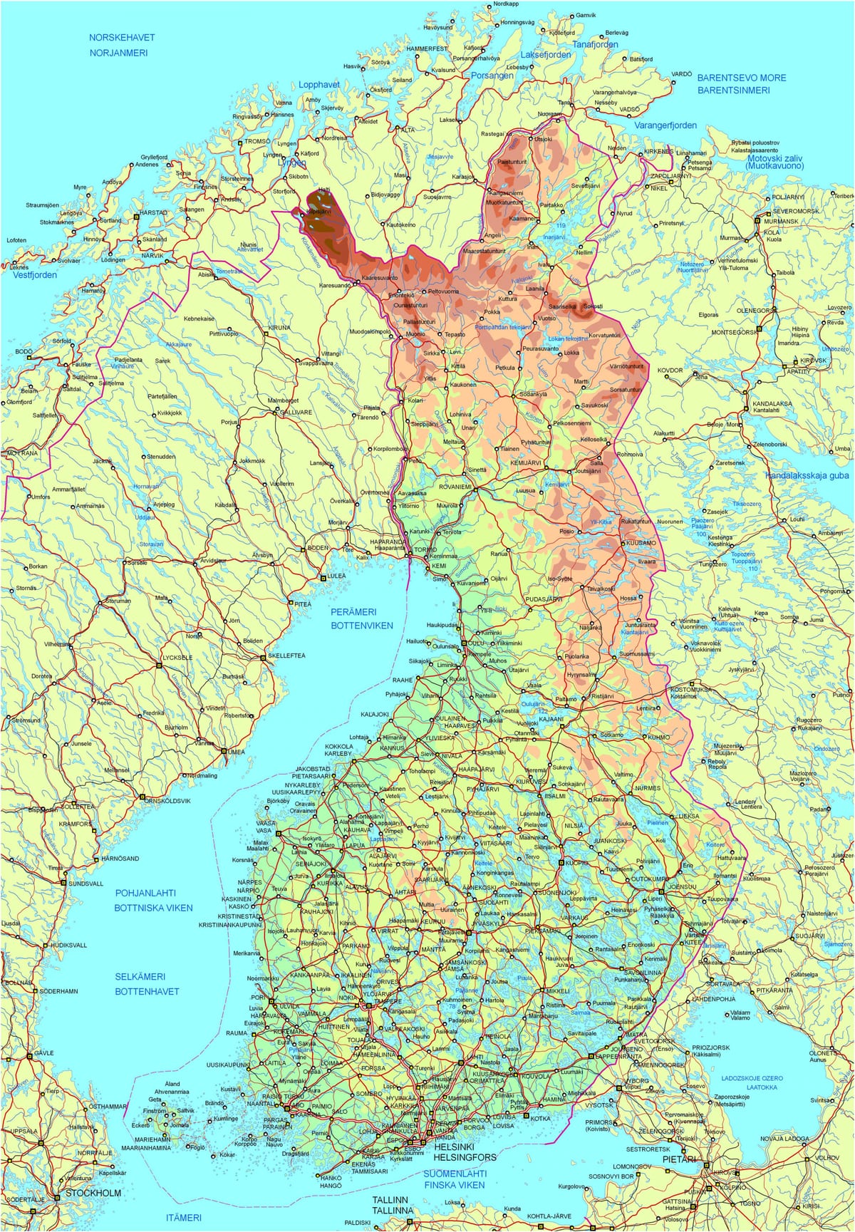 แผนที่ของถนนฟินแลนด์ name