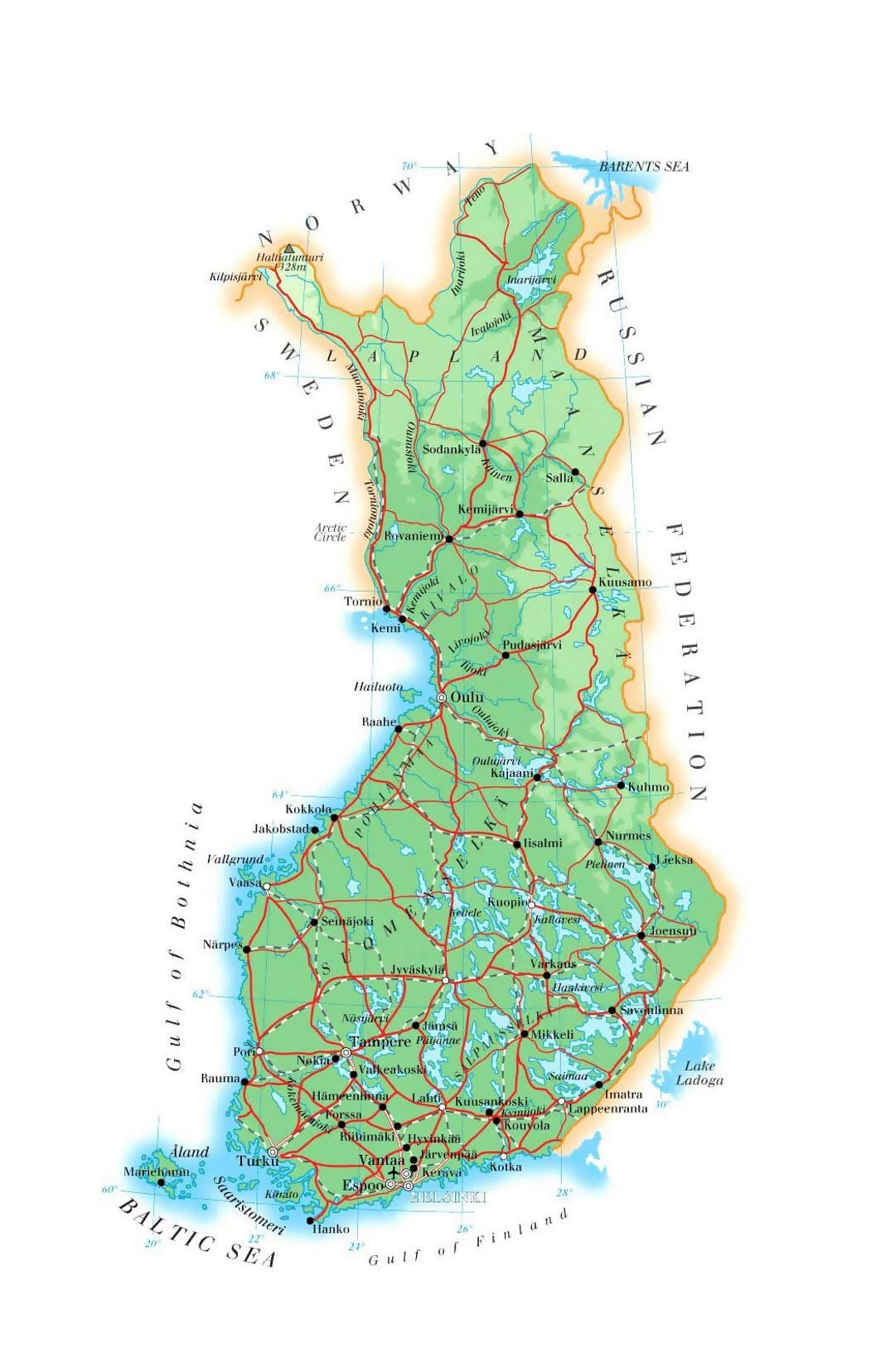 แผนที่ของฟินแลนด์เลือ