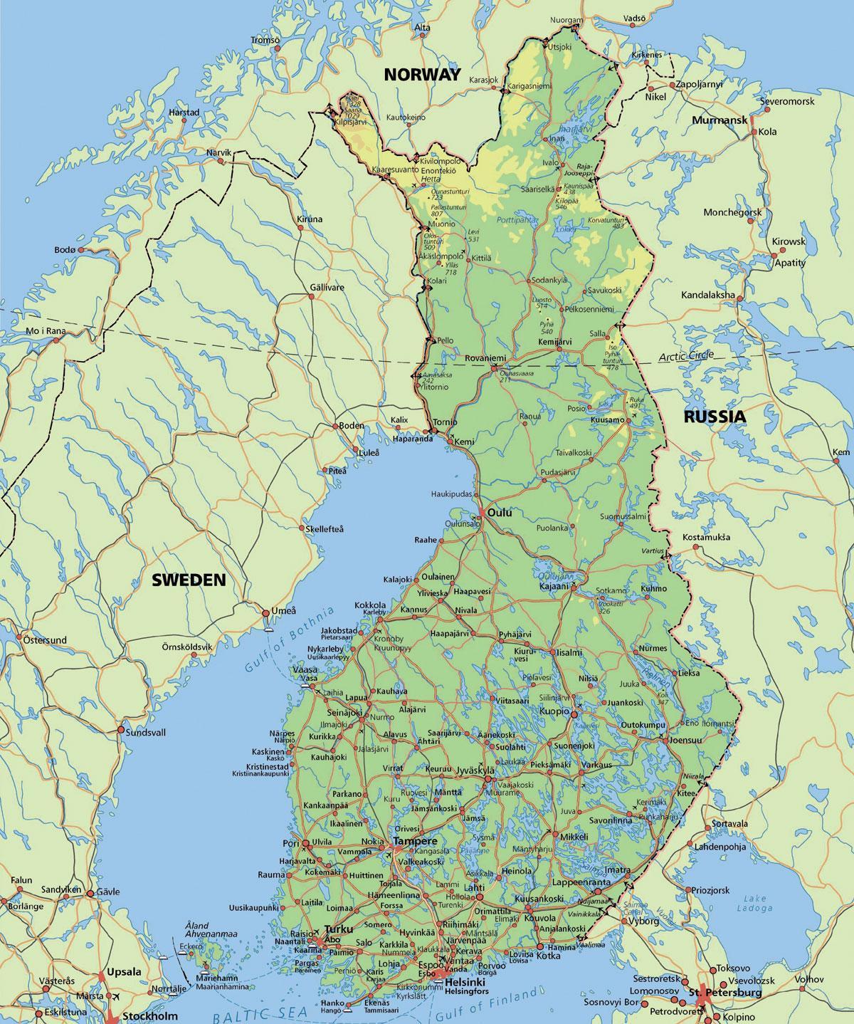 แผนที่ของ arctic วฟินแลนด์ name
