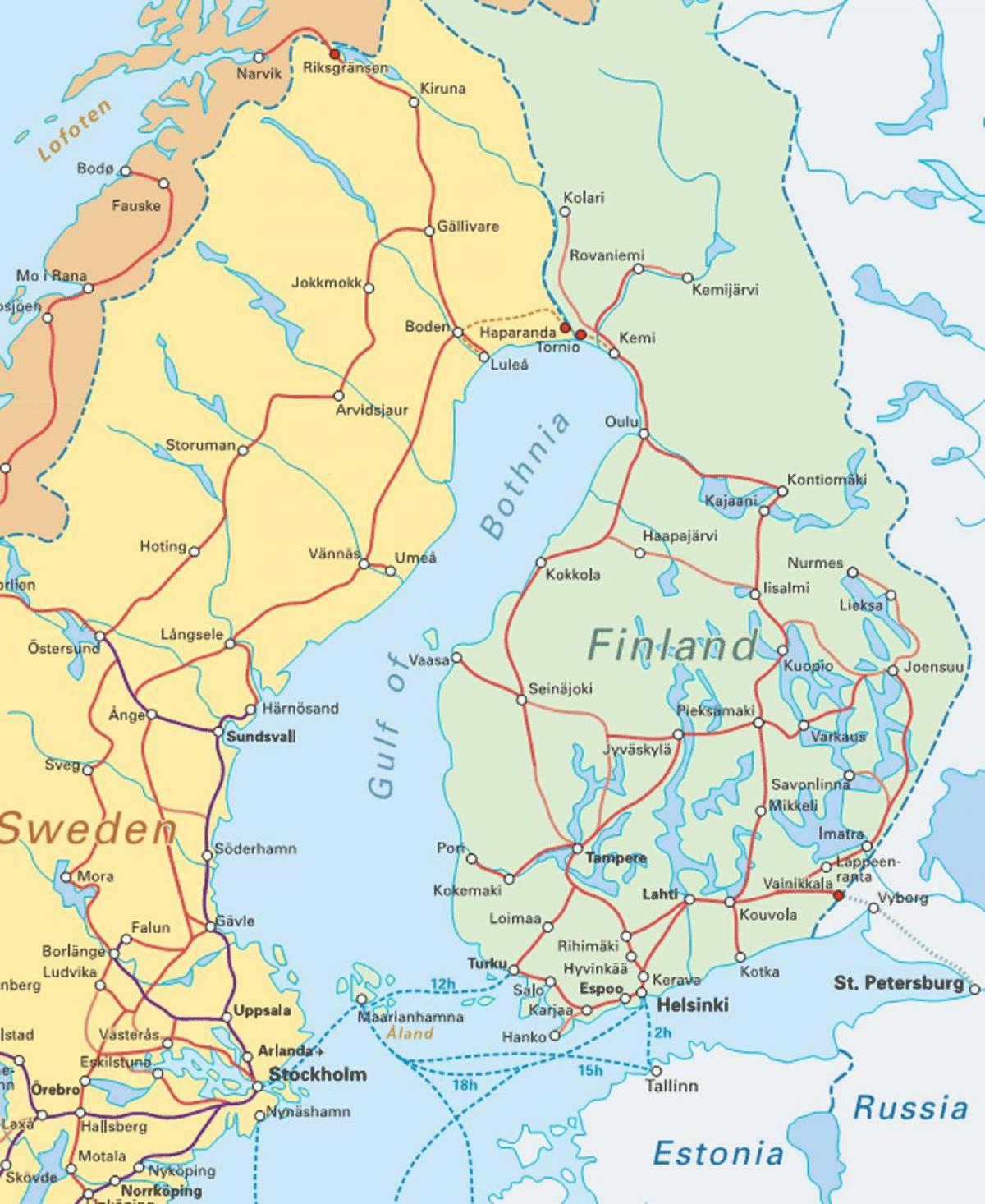 ฟินแลนด์รถไฟบนแผนที่