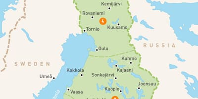 แผนที่ของฟินแลนด์ทะเลสาบนั่น