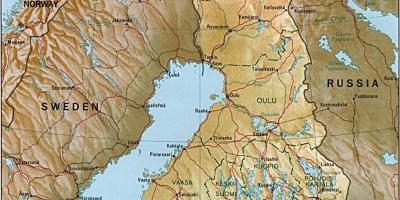 แผนที่ของฟินแลนด์ topographic